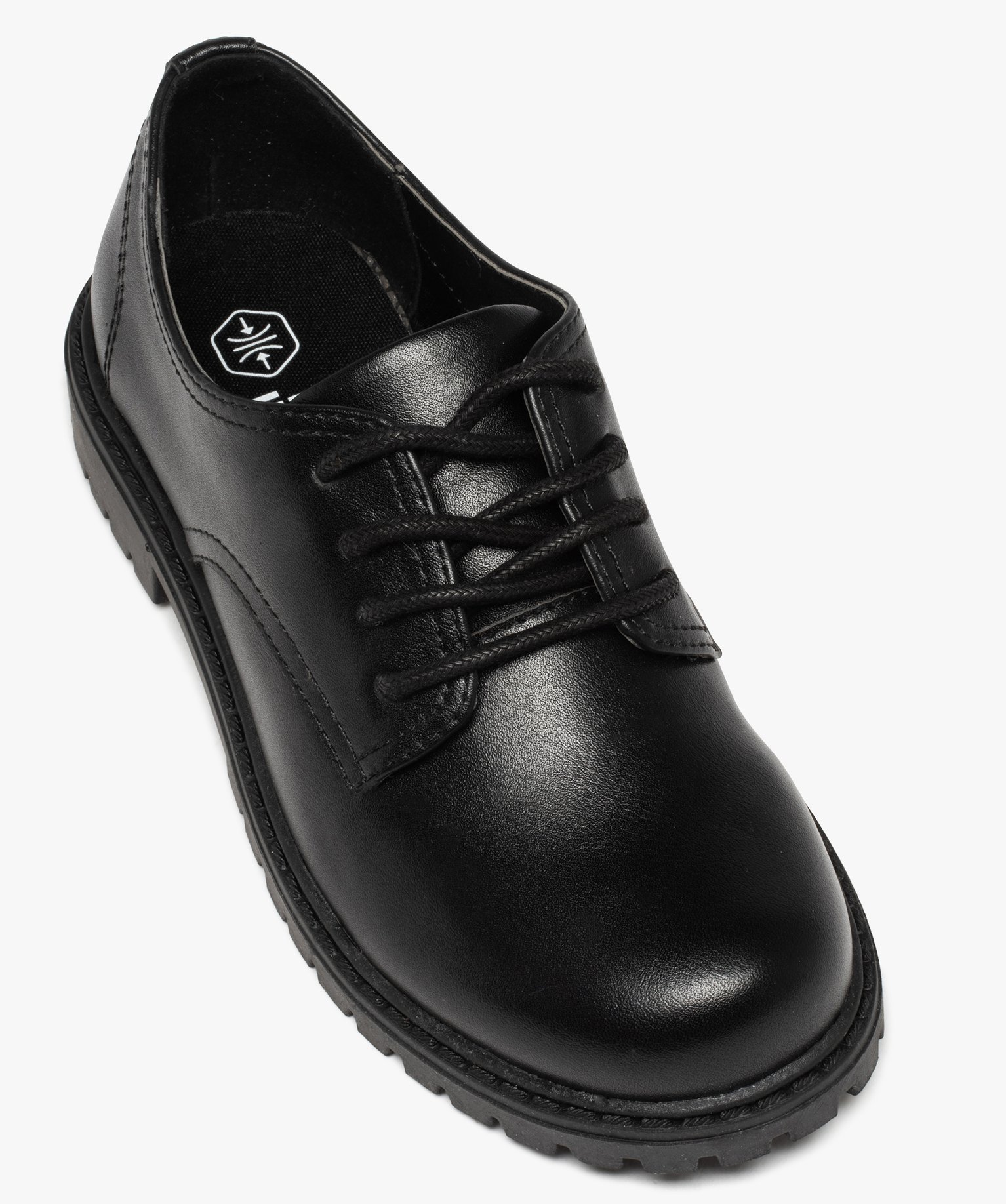 Derbies Garçon unis à lacets et semelle crantée noir | GEMO