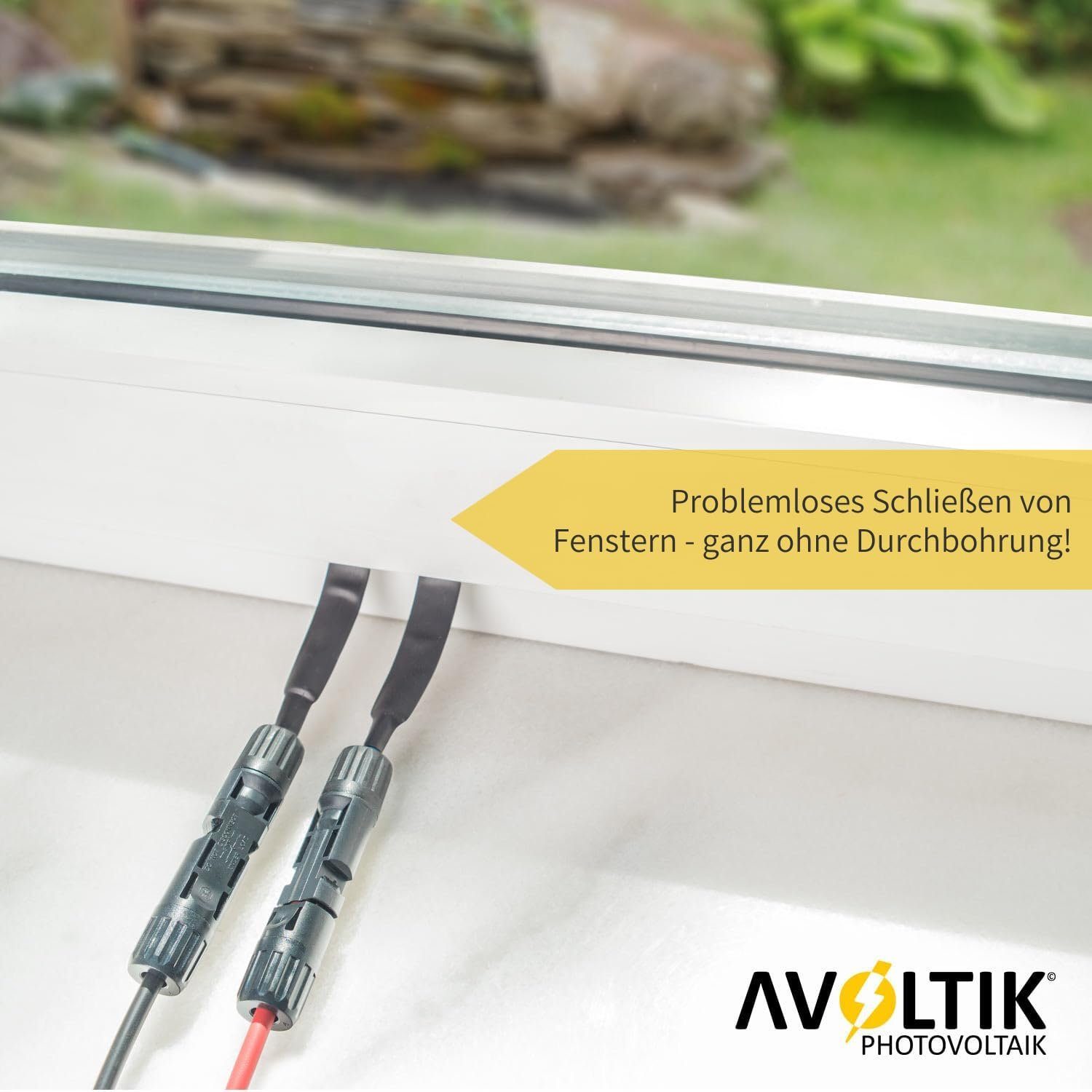 avoltik Solaranlage Solarkabel Fensterdurchführung MC4 flach 30cm Kabel 1 Paar wetterfest, Fensterdurchführung