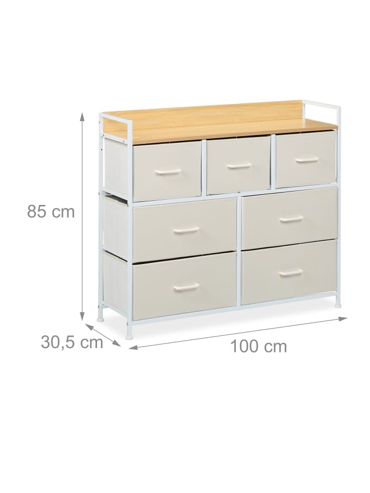relaxdays Kommode in Beige/ Weiß - (B)100 x (H)85 x (T)30,5 cm günstig kaufen onesize