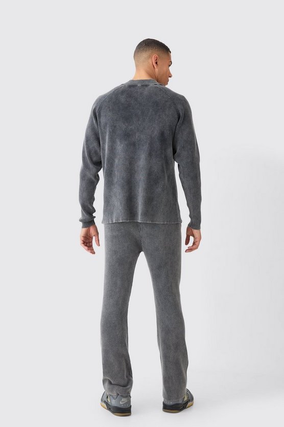 Gerippte Jogginghose mit Acid-Waschung