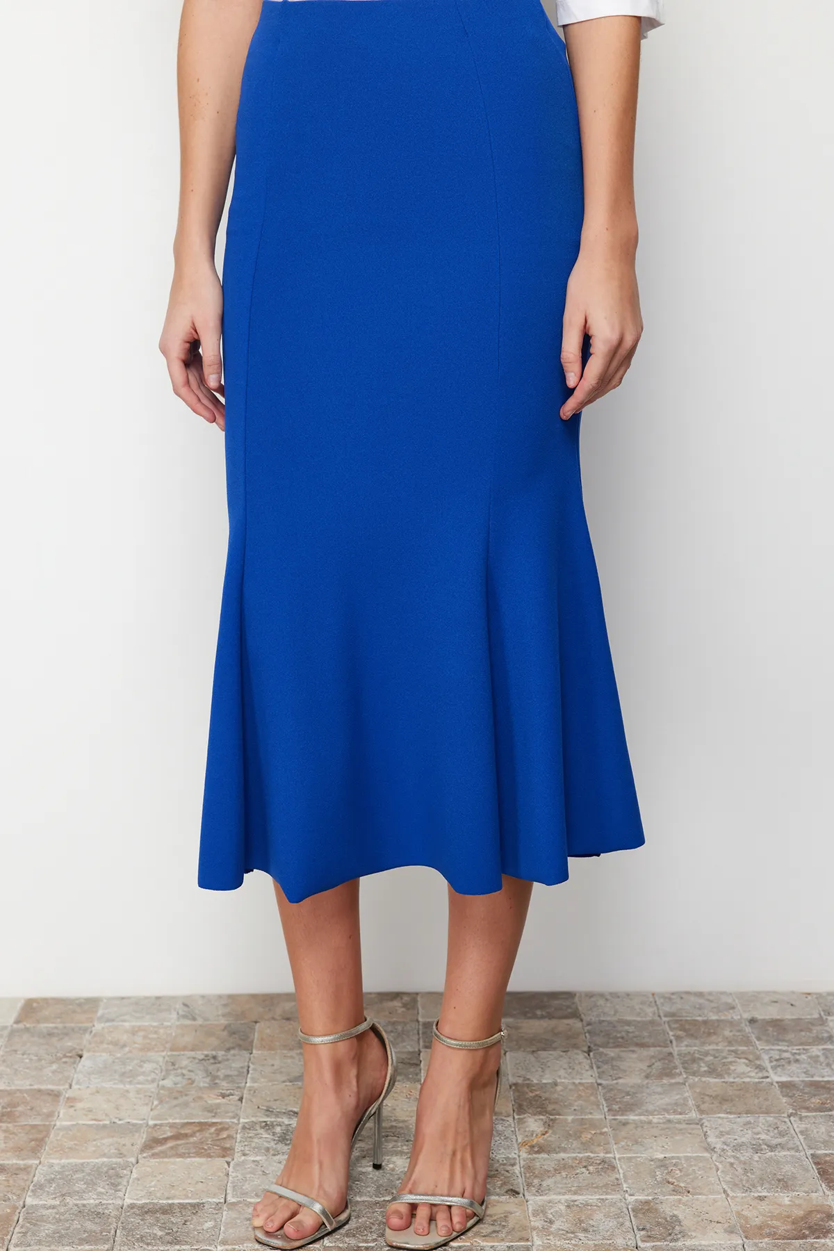 Trendyol Collection  Saks Midi-Plissee-Stretch-Strickrock TWOSS24ET00037