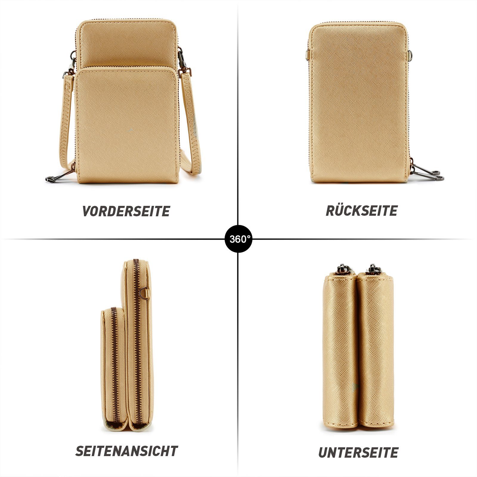 TAN.TOMI Schultertasche Damen-Umhängetasche Klein, Handytasche mit Geldbörse zum Umhängen