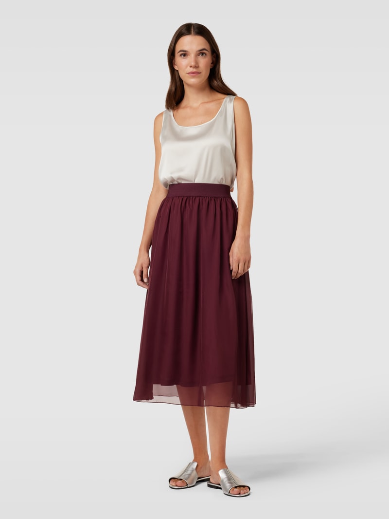 Midirock mit elastischem Bund Modell 'Coral' in bordeaux rot