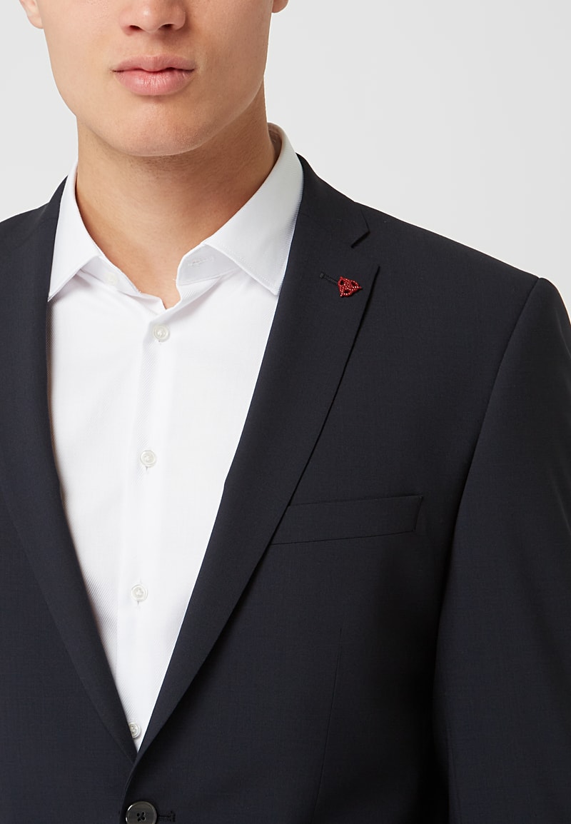 Slim Fit Anzug mit 2-Knopf-Sakko in dunkelblau