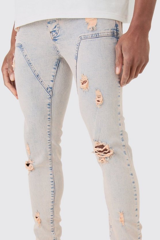 Pinke Skinny Stretch Jeans mit Rissen