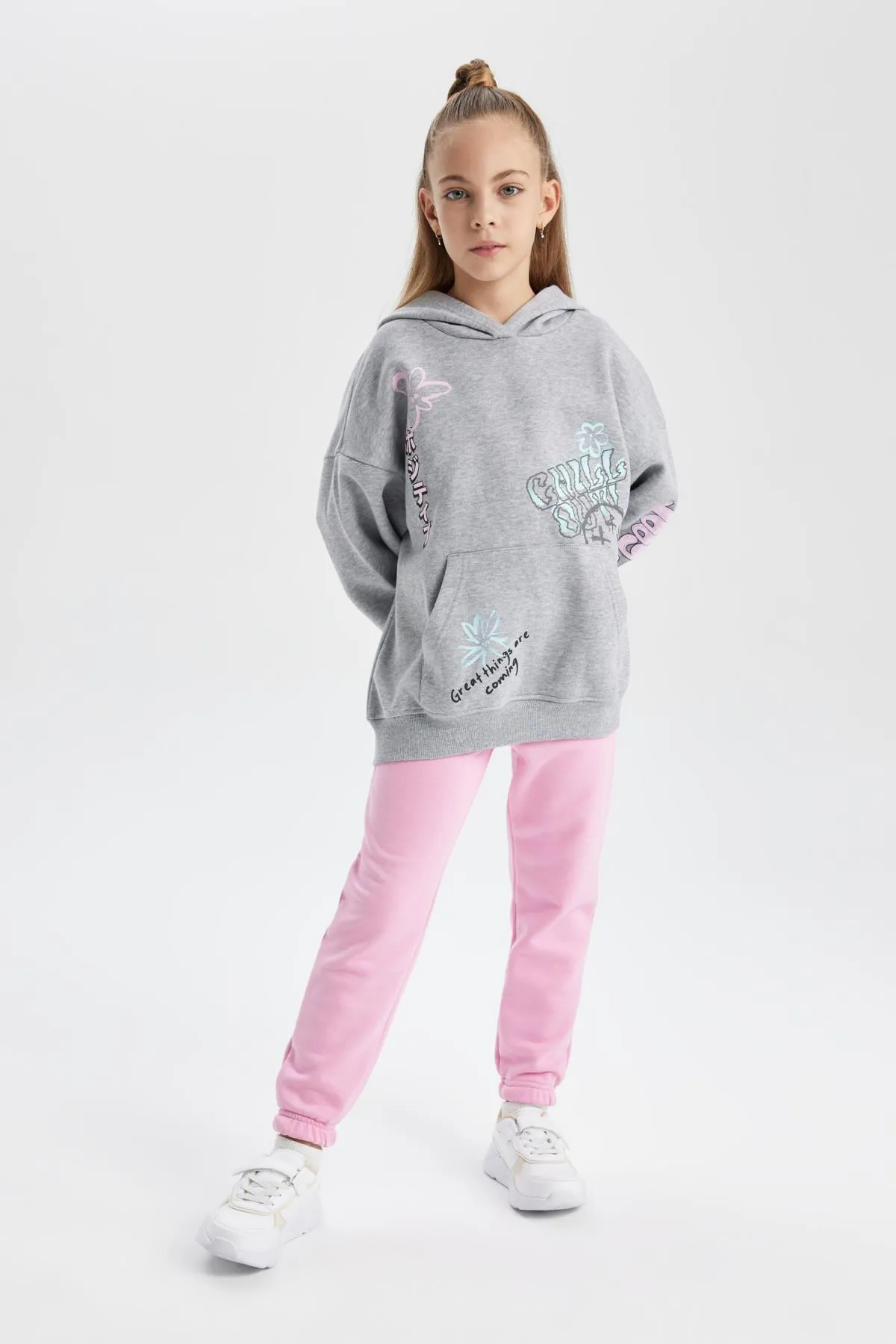 DeFacto  Dickes Kapuzen-Sweatshirt für Mädchen in Oversize-Passform mit weicher, flauschiger Innenseite