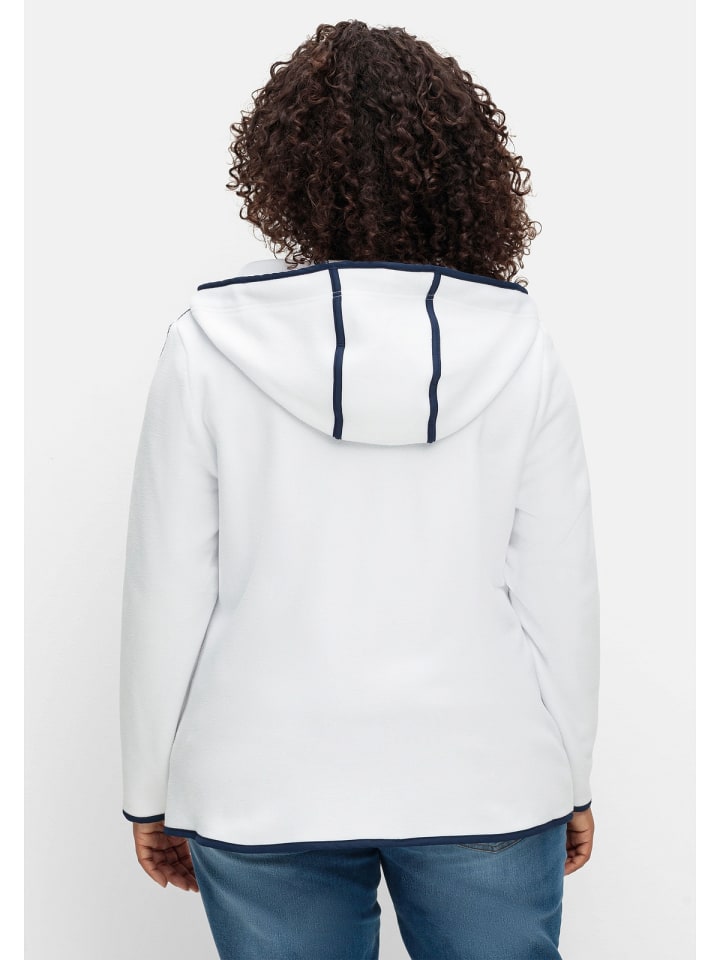 sheego Fleecejacke in weiß-marine günstig kaufen 44