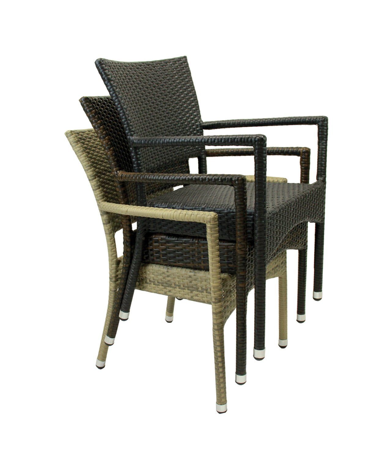 Konway Stapelstuhl ROM (4 St), 4x KONWAY® ROM Stapelsessel Granit Premium Polyrattan Sessel