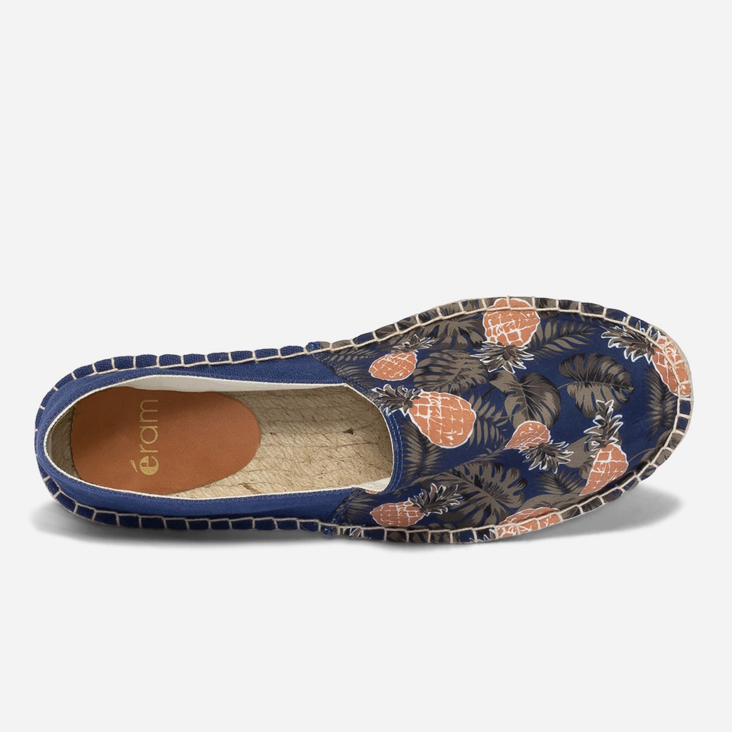 Espadrille bleue en toile imprimée ananas