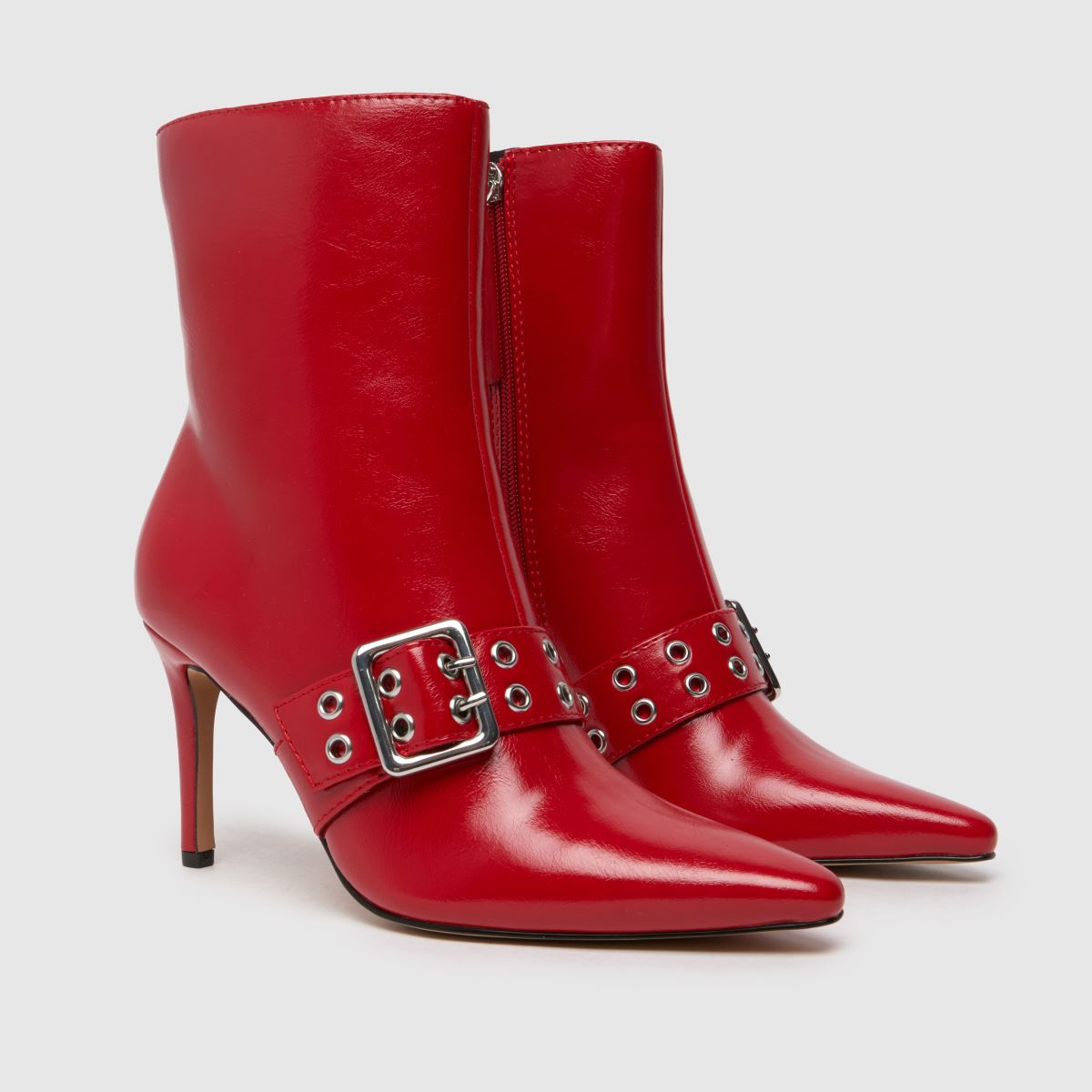 Schuh – Brogan – Röda, pointiga stövlar med hardwear-motiv