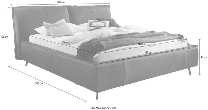3C Candy Polsterbett Tramonto, mit Biese, Kopfteil, belastbar bis 260 kg, auch in Überlänge 220 cm