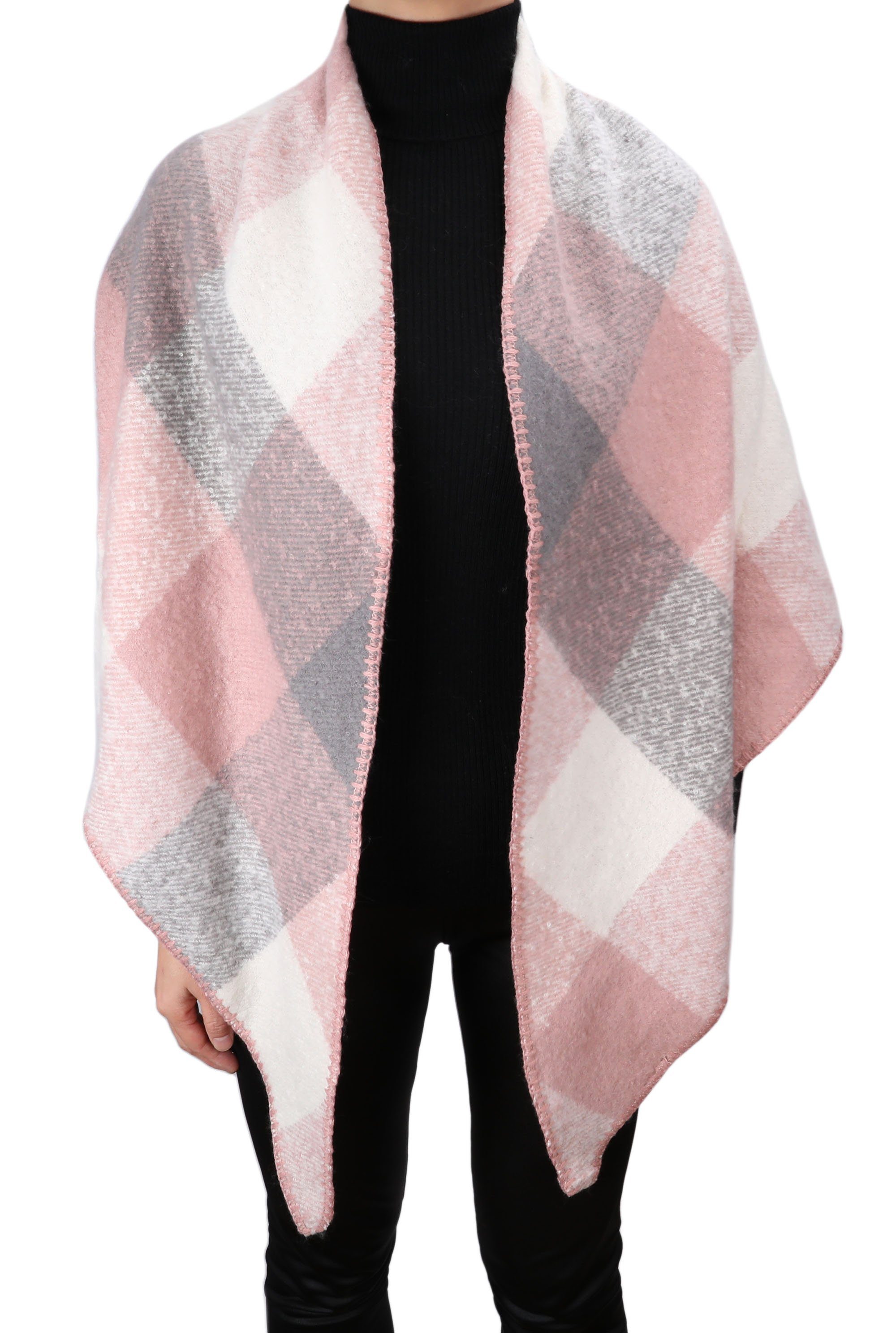 irisaa Modetuch Schal Damen flauschige Dreiecksschal mit Leopard Karomuster 90 * 80cm