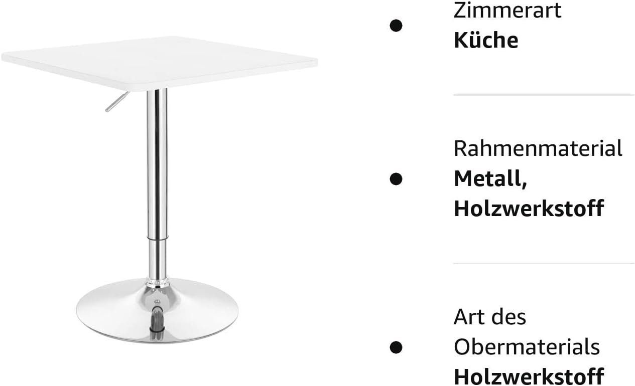 Woltu Bartisch, mit Trompetenfuß drehbar Tischplatte aus MDF höhenverstellbar