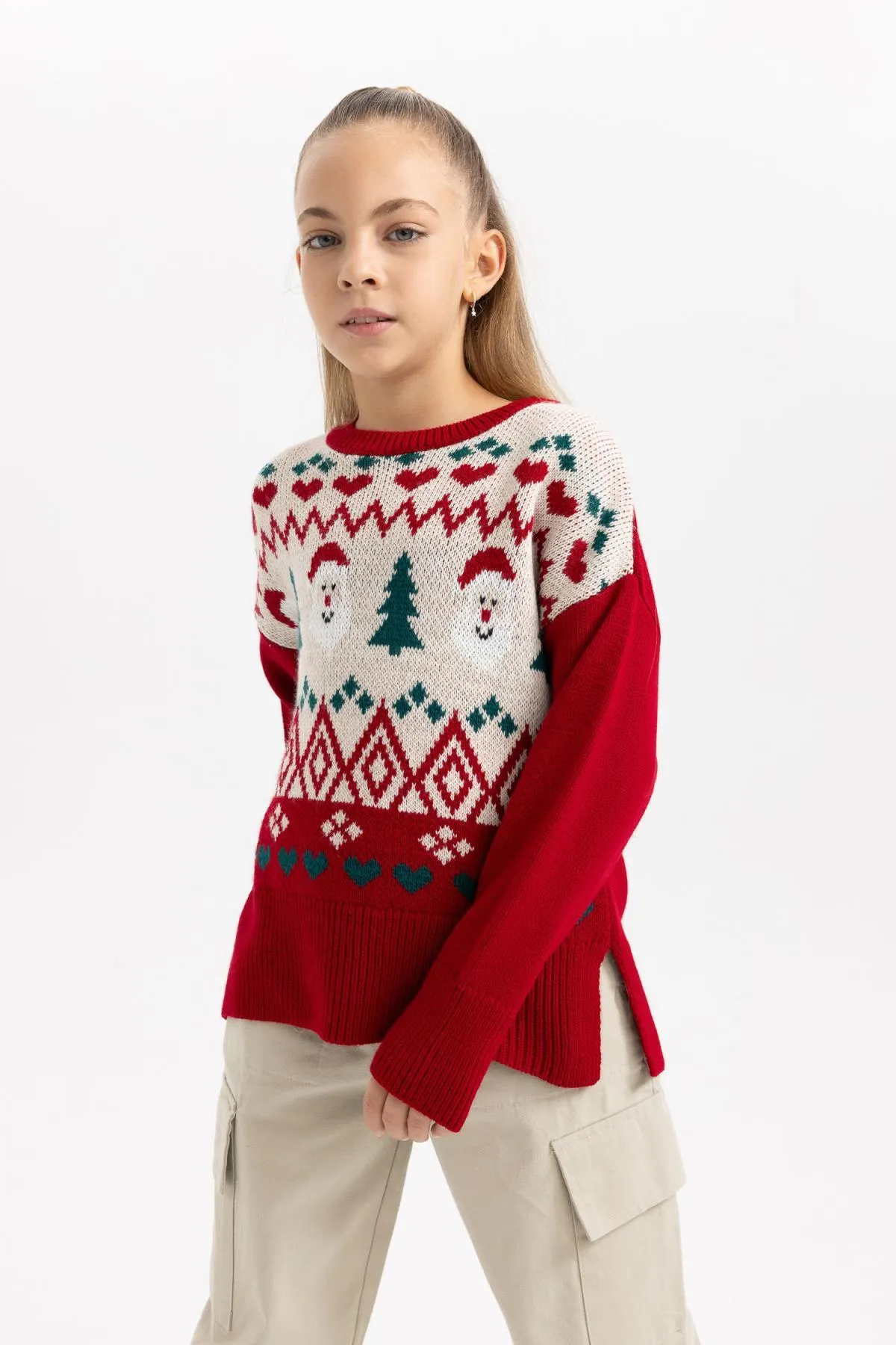 DeFacto  Weihnachtspullover mit Rundhalsausschnitt für Mädchen B2673a823wn