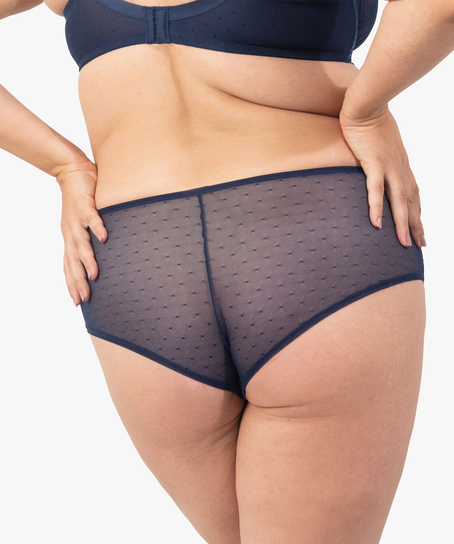 Shorty en dentelle et tulle femme grande taille marine | GEMO
