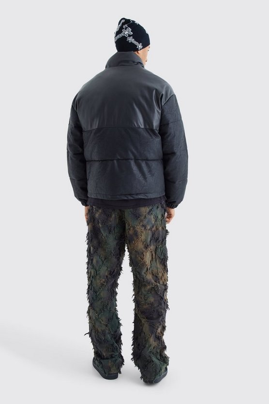 Bm PU-Steppjacke mit Trichterkragen