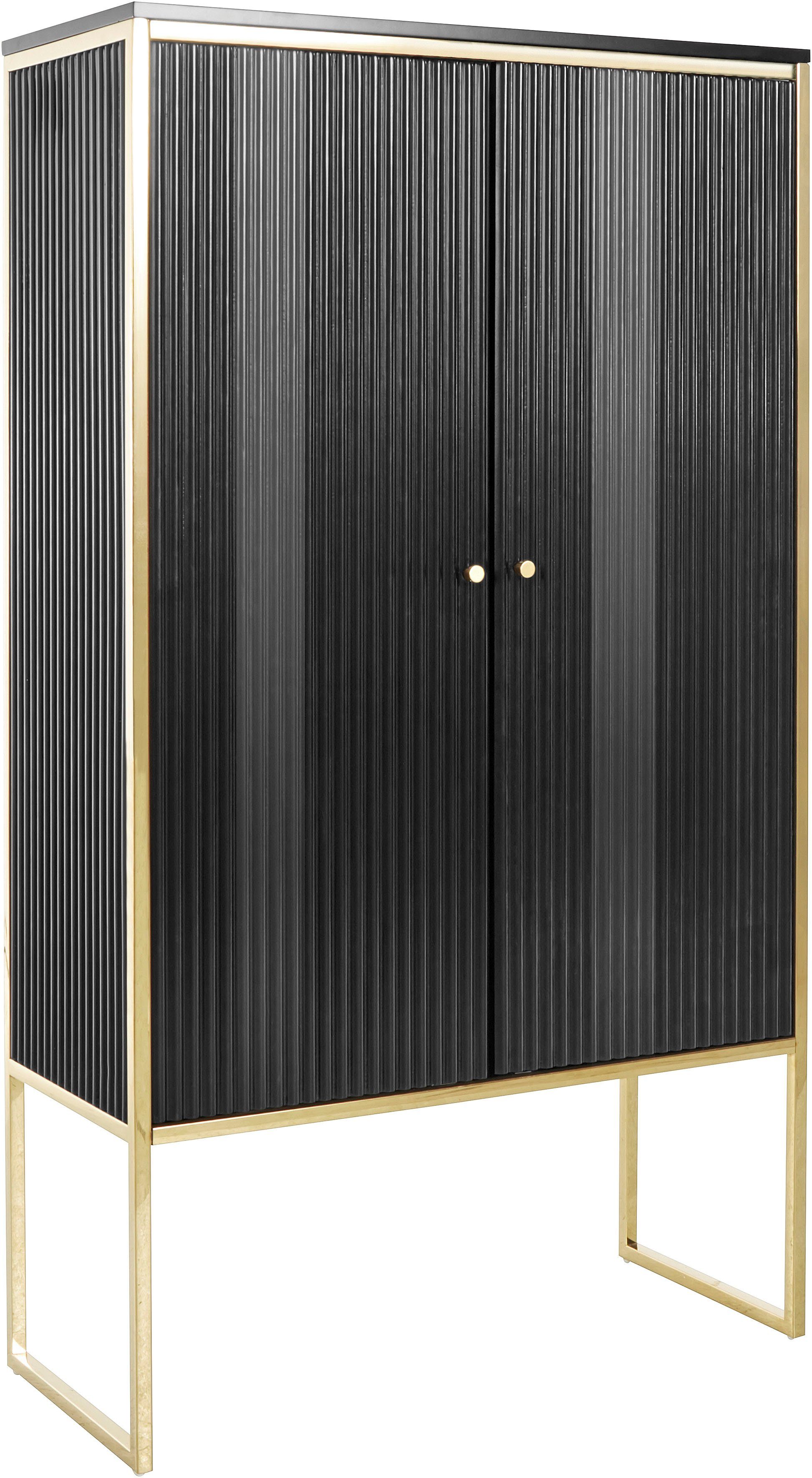 Guido Maria Kretschmer Home&Living Highboard Woodly, modernes Design, mit goldfarbenen Absätzen, viel Stauraum