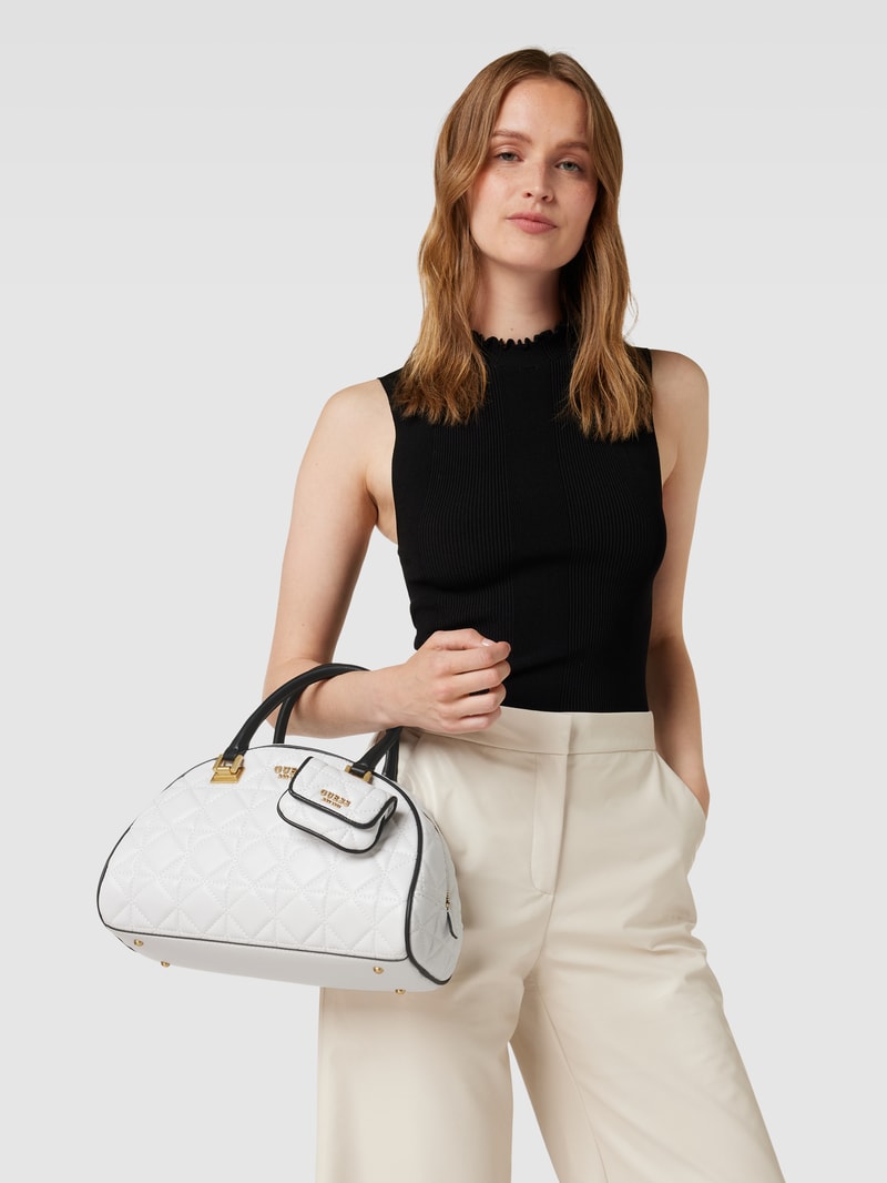 Bowling Bag in Stepp-Optik Modell 'MILDRED' in weiß