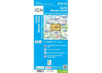Carte IGN Corte Monte Cinto 4250OT