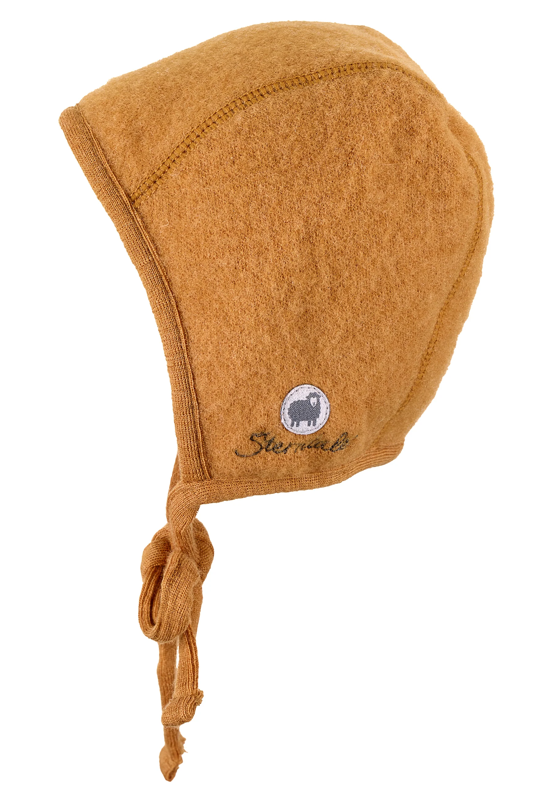 Häubchen aus Wolle (Merino) mit Bindeband