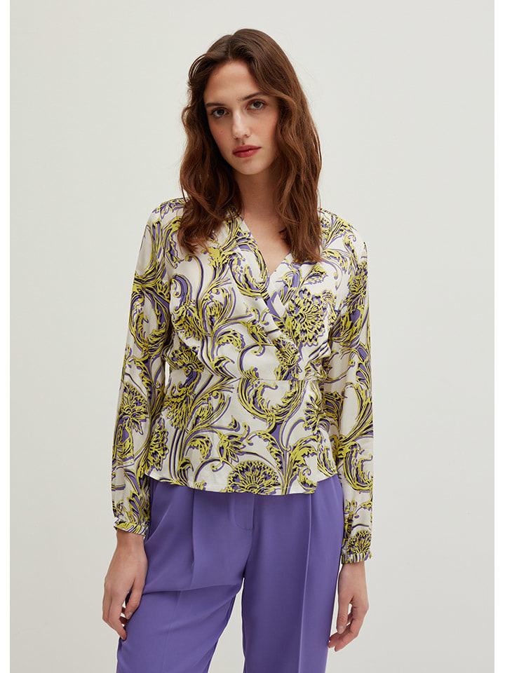 STEFANEL Bluse in Weiß/ Gelb/ Lila günstig kaufen