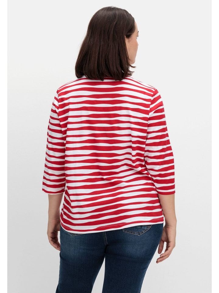 sheego Shirt in rot gestreift günstig kaufen