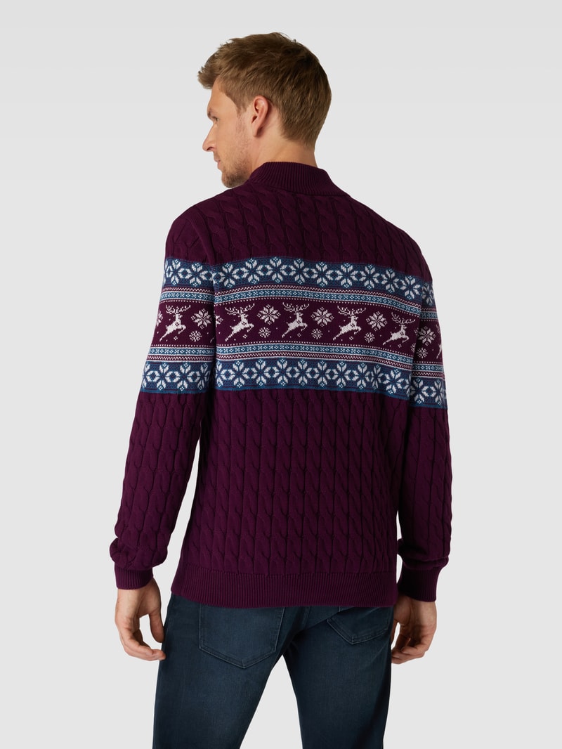 Strickpullover mit Allover-Print in aubergine