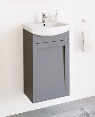 Planetmöbel Badmöbel-Set Waschtischunterschrank mit Spiegelschrank Matt 45cm, (Komplett-Set, 3-St)