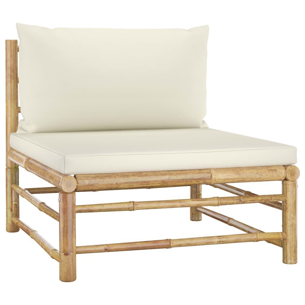 vidaXL Loungesofa 2-tlg. Garten-Lounge-Set mit Kissen Cremeweiß Bambus, 1 Teile