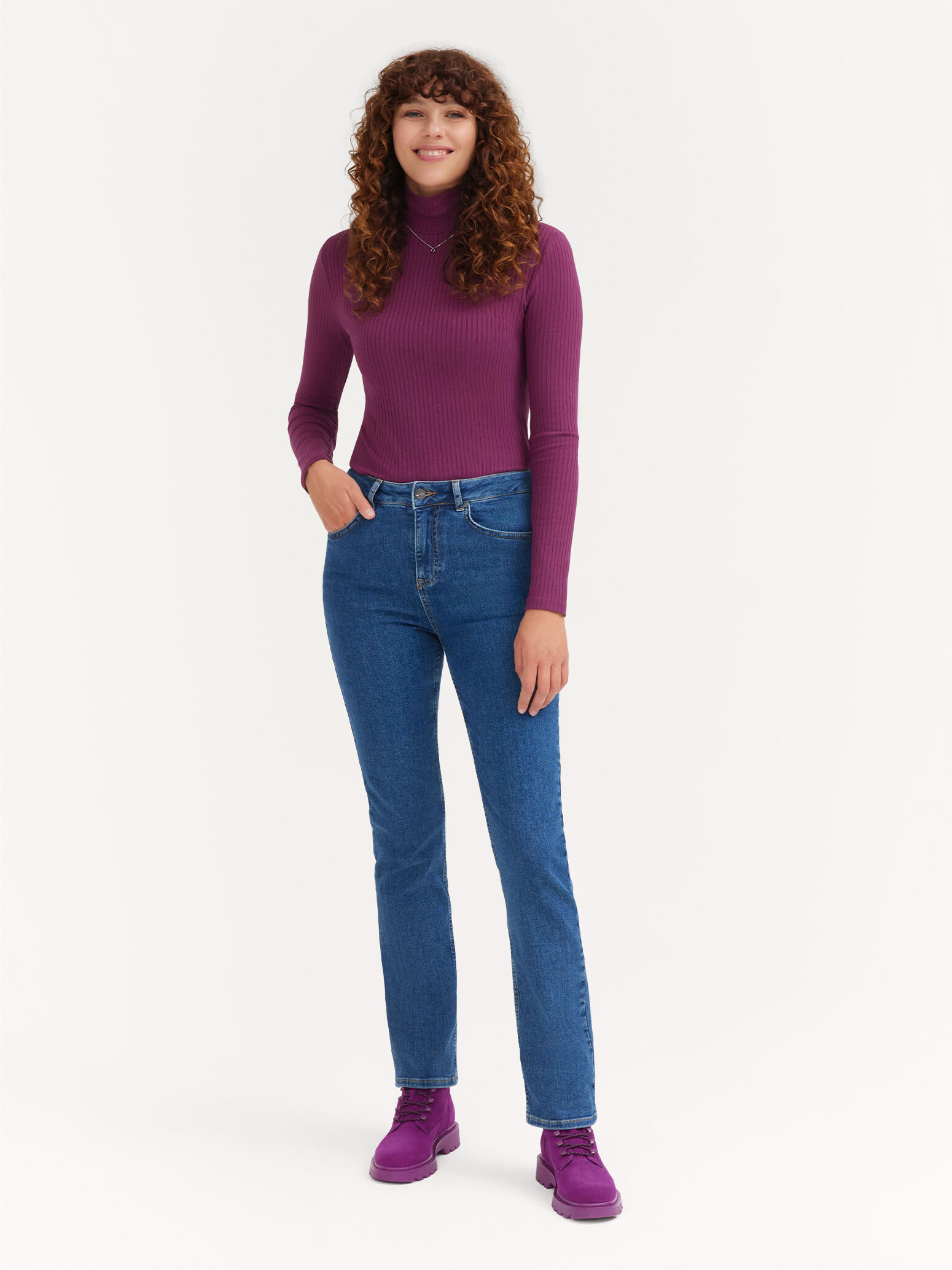 Pull à col roulé - mauve