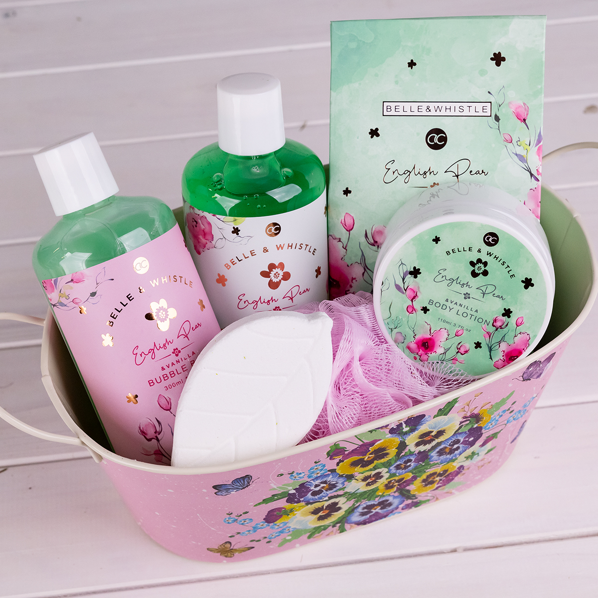 accentra Badeset BELLE & WHISTLE in bedruckter Blechwanne
