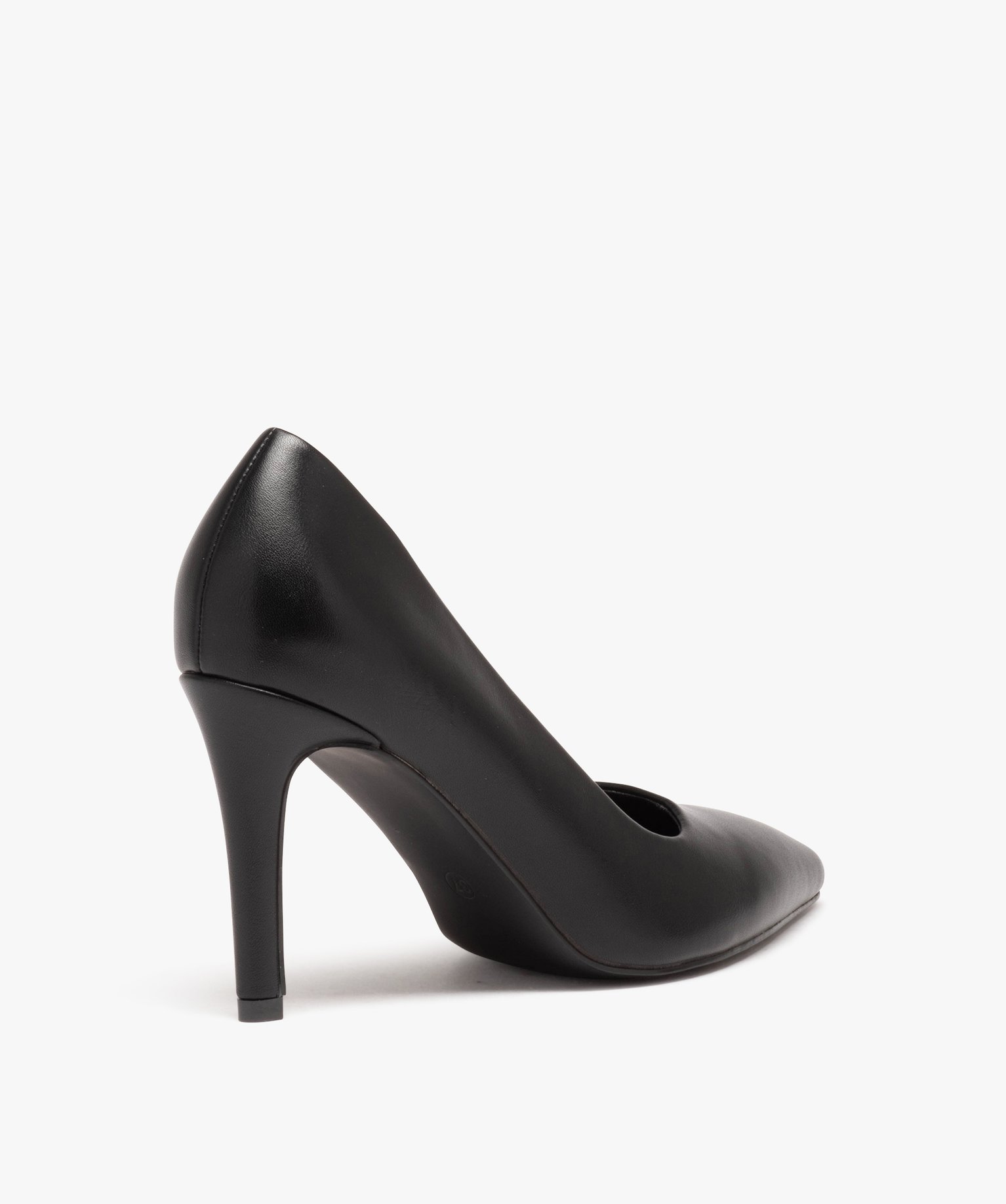 Escarpins femme unis à bout pointu et talon haut noir | GEMO
