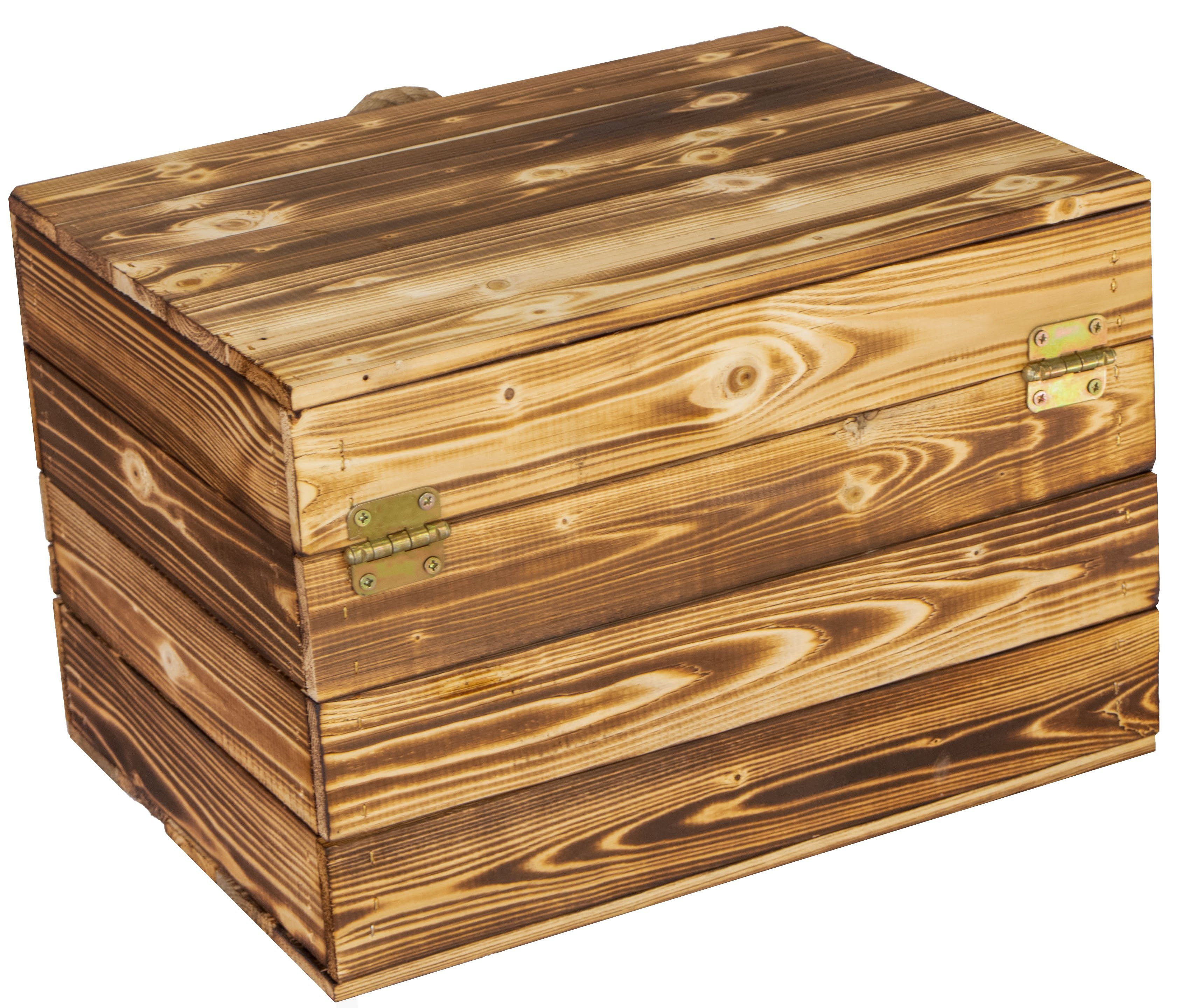 Kistenkolli Altes Land Allzweckkiste kleine Holztruhe Erika geflammt mit Deckel Schatztruhe Holzkiste Obstk