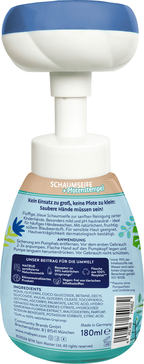 Schaumseife Paw Patrol blau, 180 ml