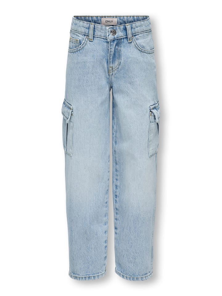 KIDS ONLY Cargo-Jeans KOGHARMONY WIDE CARGO CARROT in light blue denim günstig kaufen