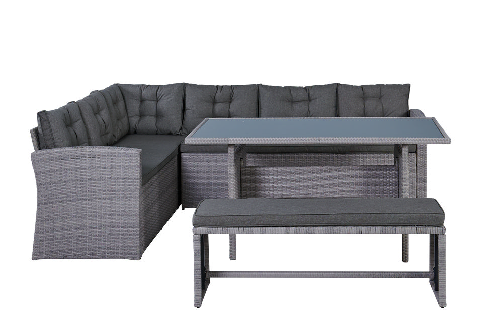 Happy Home Happy Home Elegantes Ecksofa 14tlg. Gartenlounge Ecklounge Lounge grau