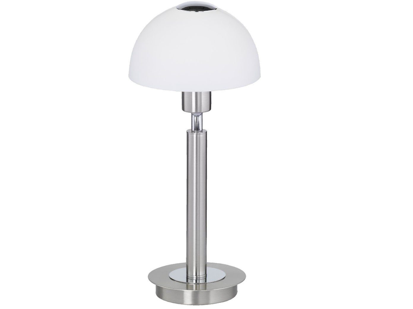 WOFI LED Nachttischlampe, LED wechselbar, Warmweiß, Designer Pilz-Lampen für Fensterbank Silber mit Glasschirm, Höhe 29cm