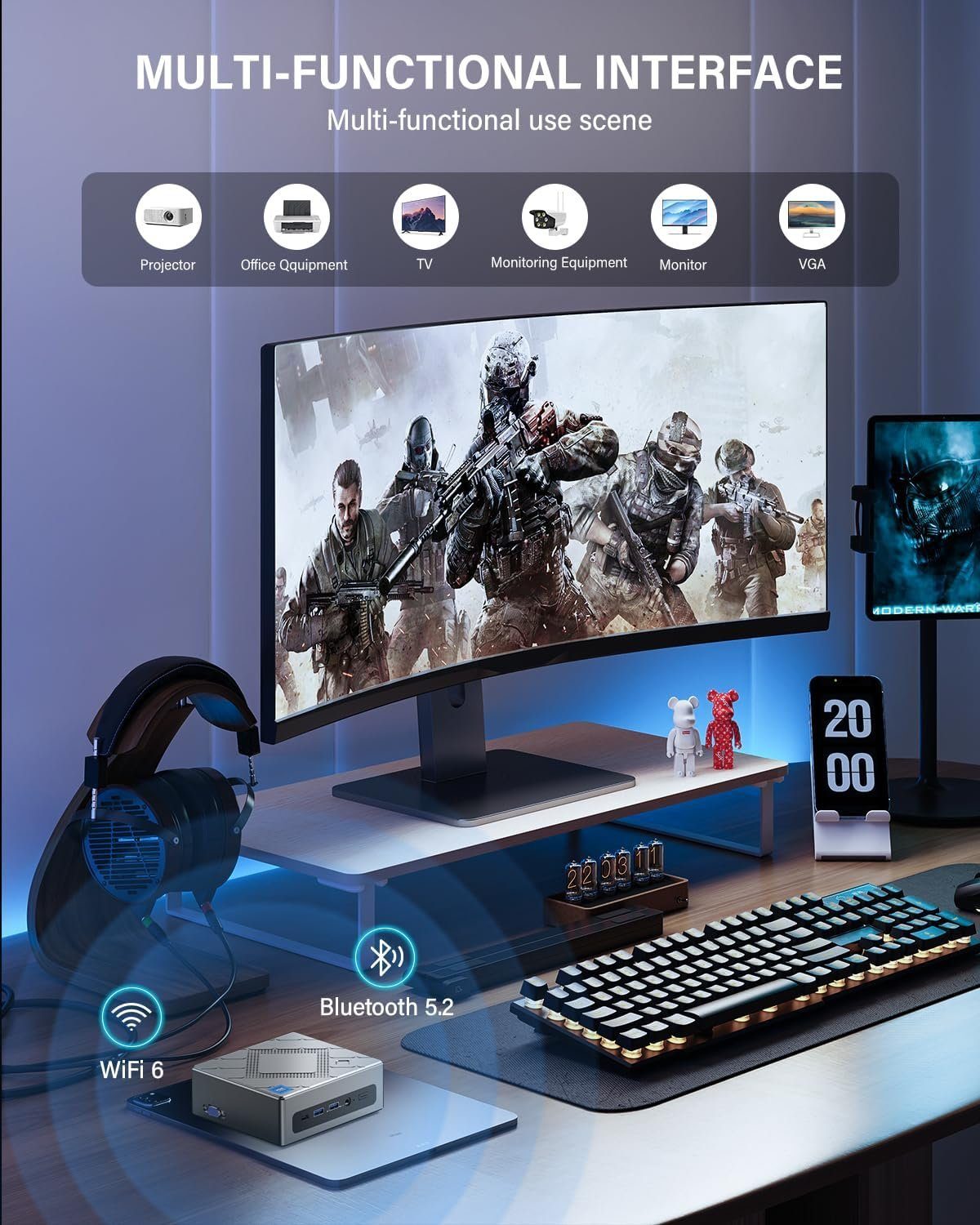 NiPoGi Mini-PC (Intel Intel Core i5 12450H, ‎Intel Iris Xe Graphics, 16 GB RAM, 512 GB SSD, Mikrocomputer Mini-Desktop Compute leiser Mini-PC klein kleiner PC)