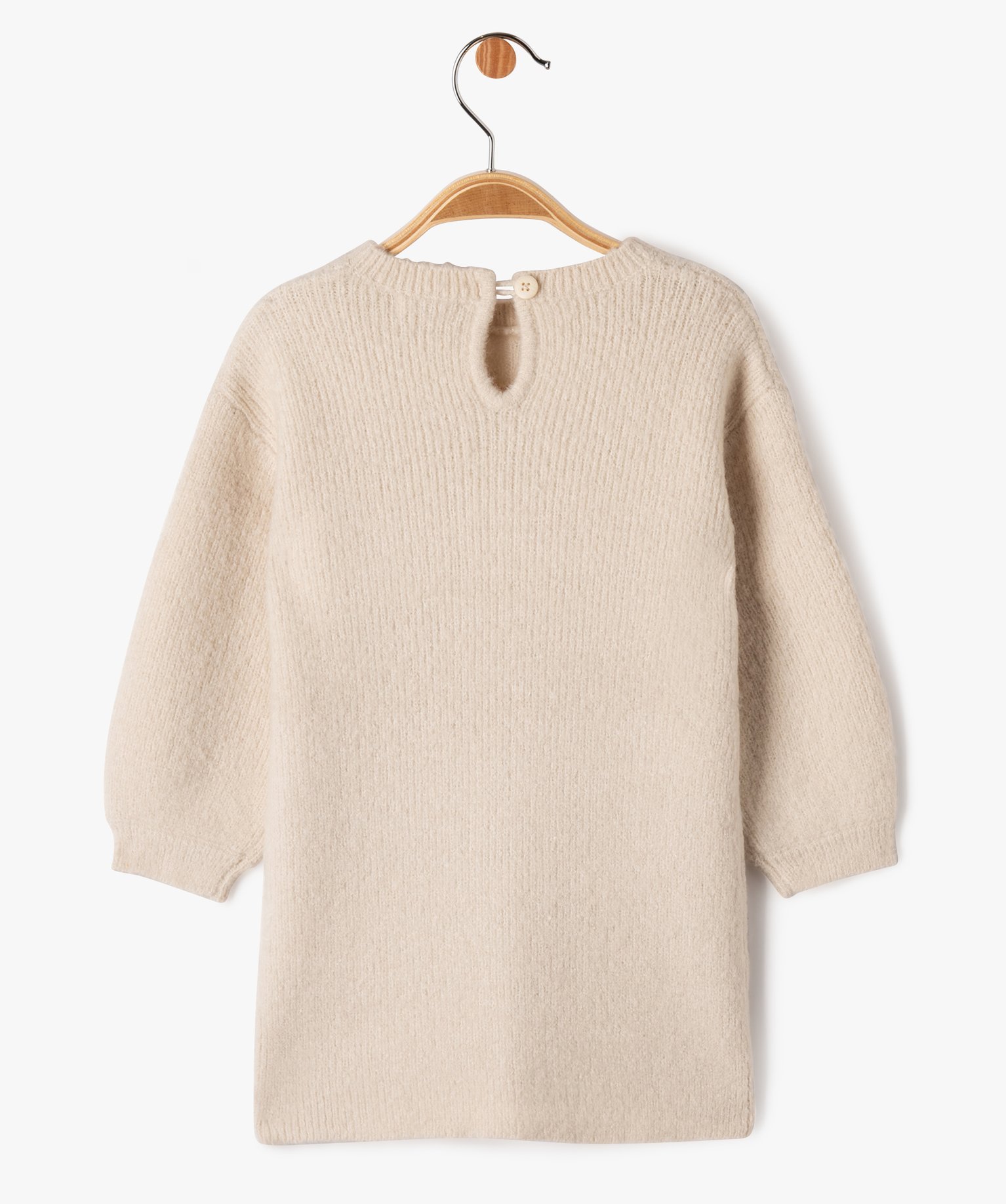 Robe pull en maille douce à relief bébé fille beige | GEMO