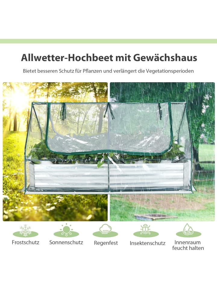 COSTWAY 2 in 1 Hochbeet mit Gewächshaus in Silber günstig kaufen onesize