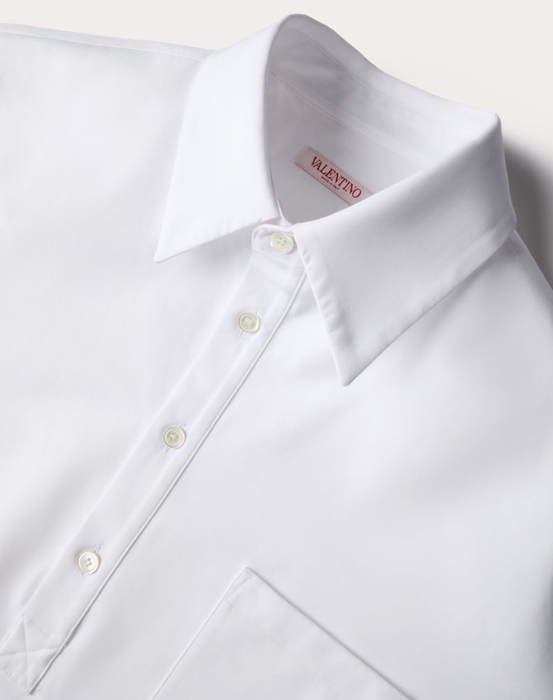 Camisa polo de popeline de algodão com reforço de algodão