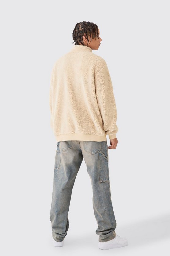 Oversize Borg-Sweatshirt mit Trichterkragen