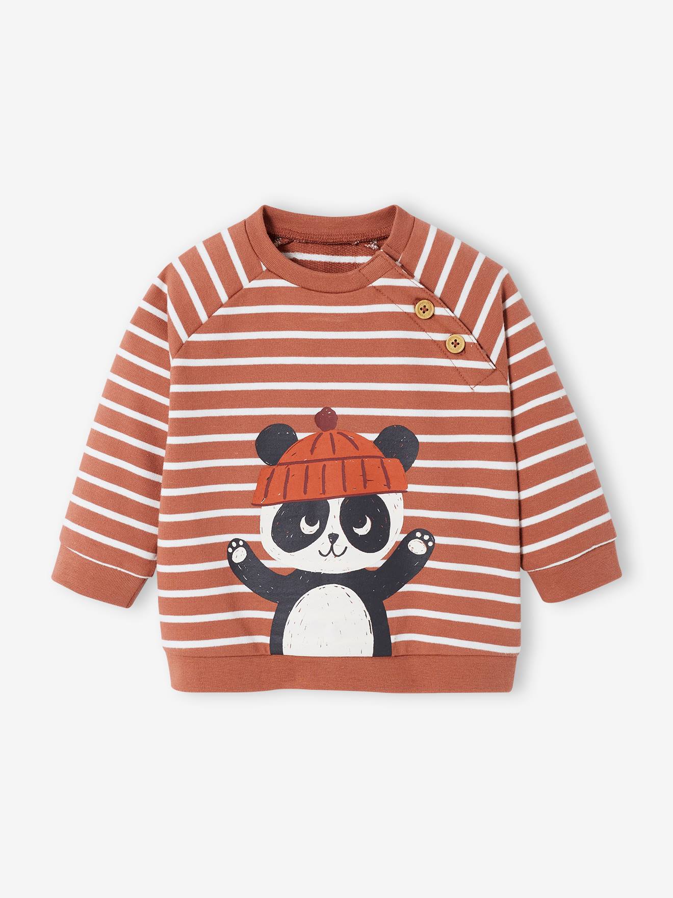 Sweat rayé en molleton bébé bleu ardoise