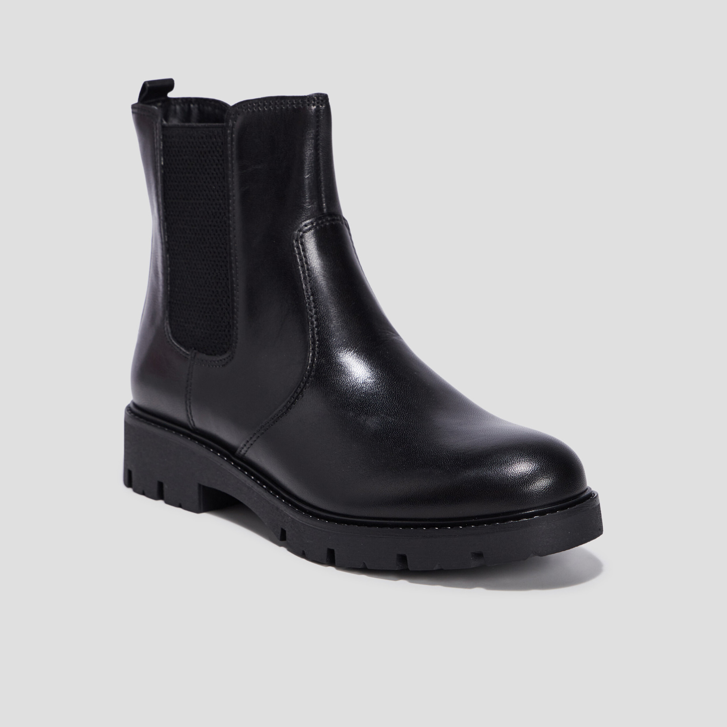 Bottines chelsea en cuir noir fille | La Halle