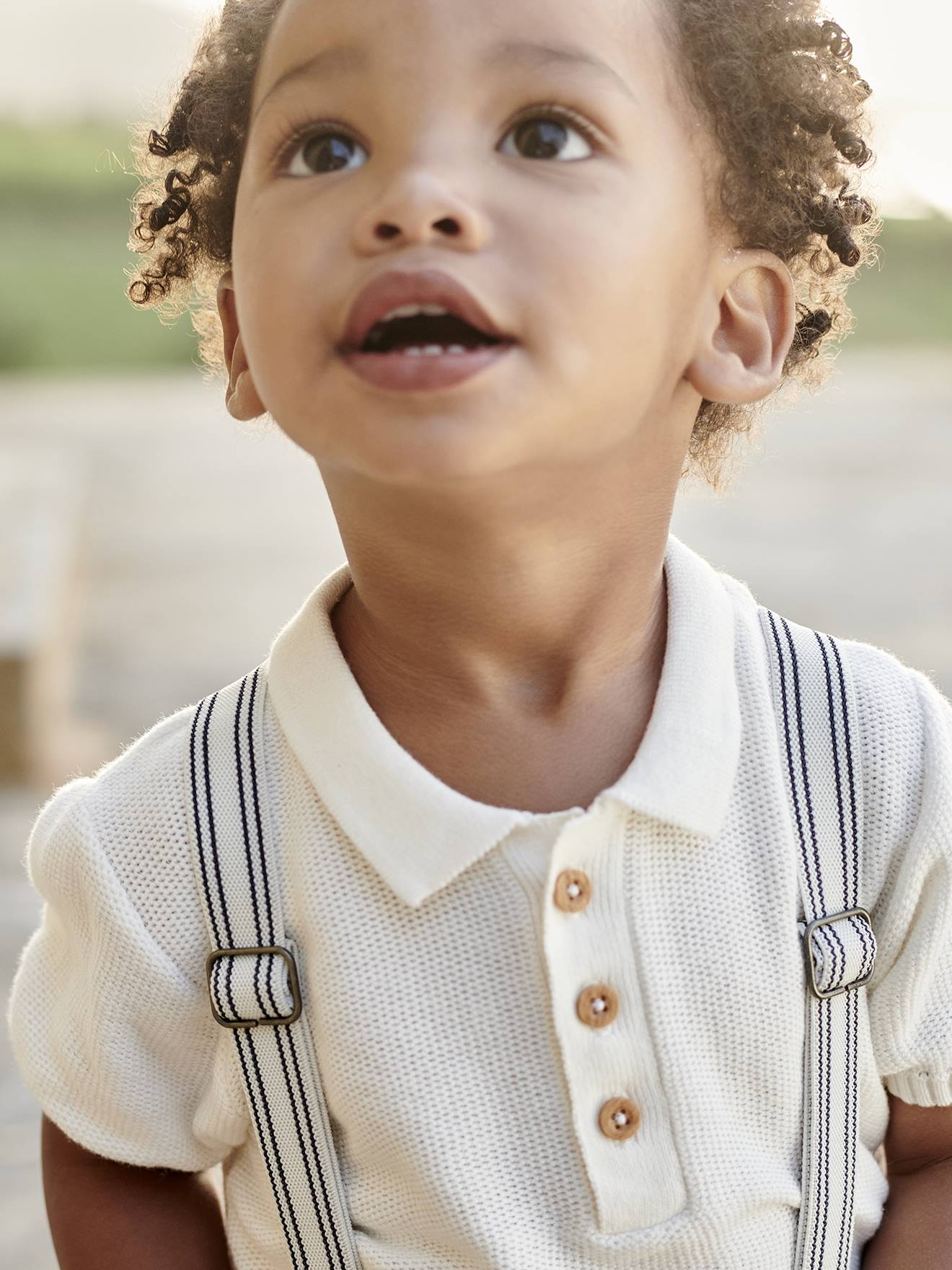 Vertbaudet Baby Poloshirt aus Strick Oeko-Tex - wollweiß