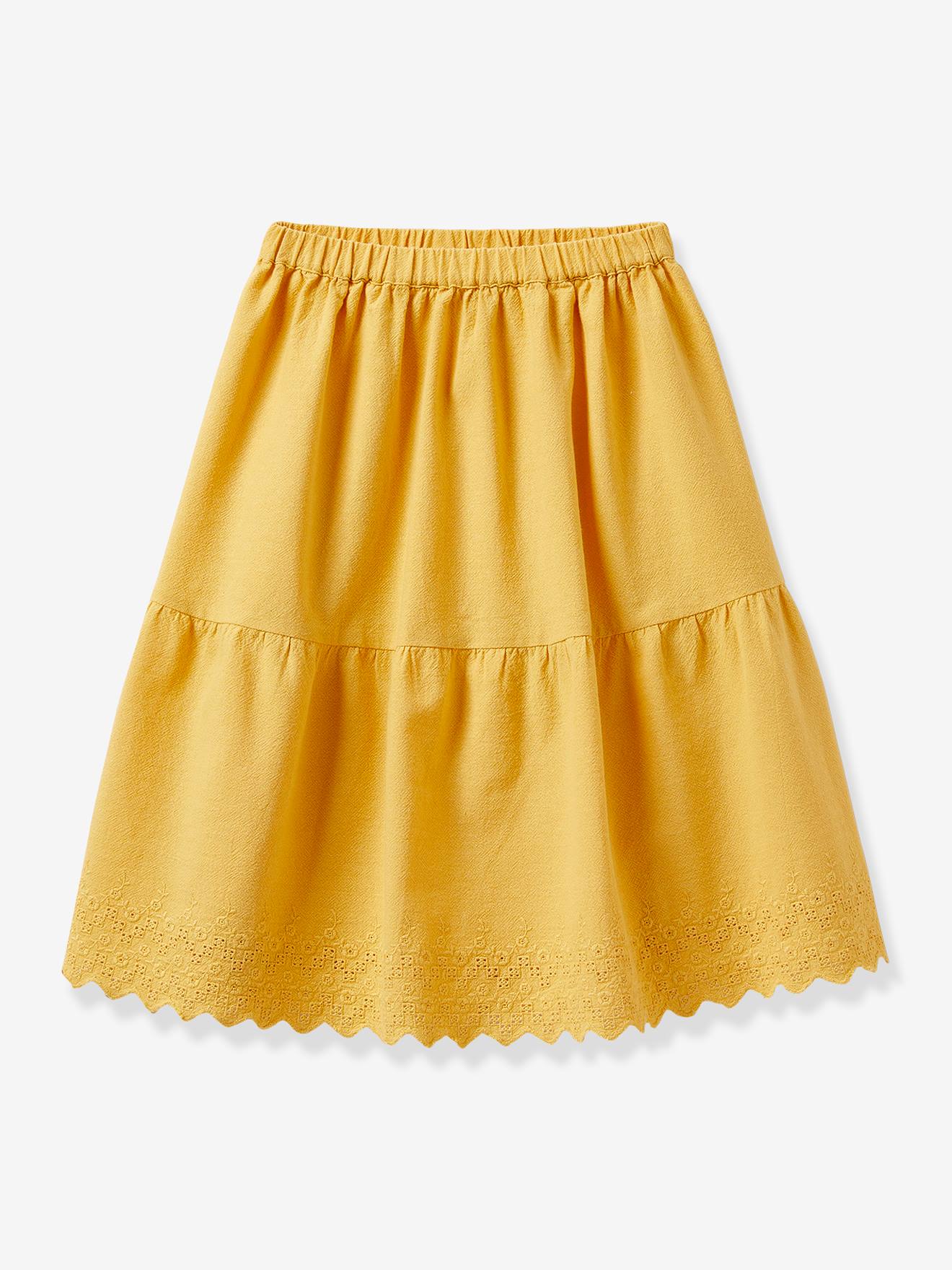 Jupon brodé Fille CYRILLUS jaune ocre
