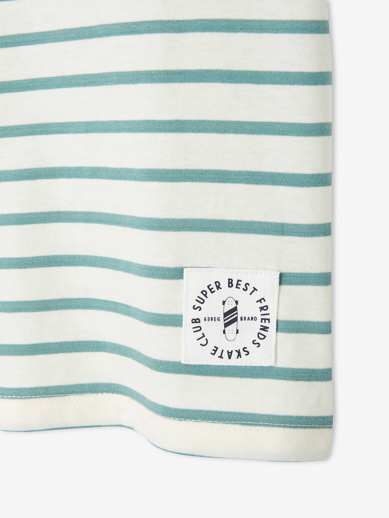 T-shirt rayé garçon manches courtes sauge rayé