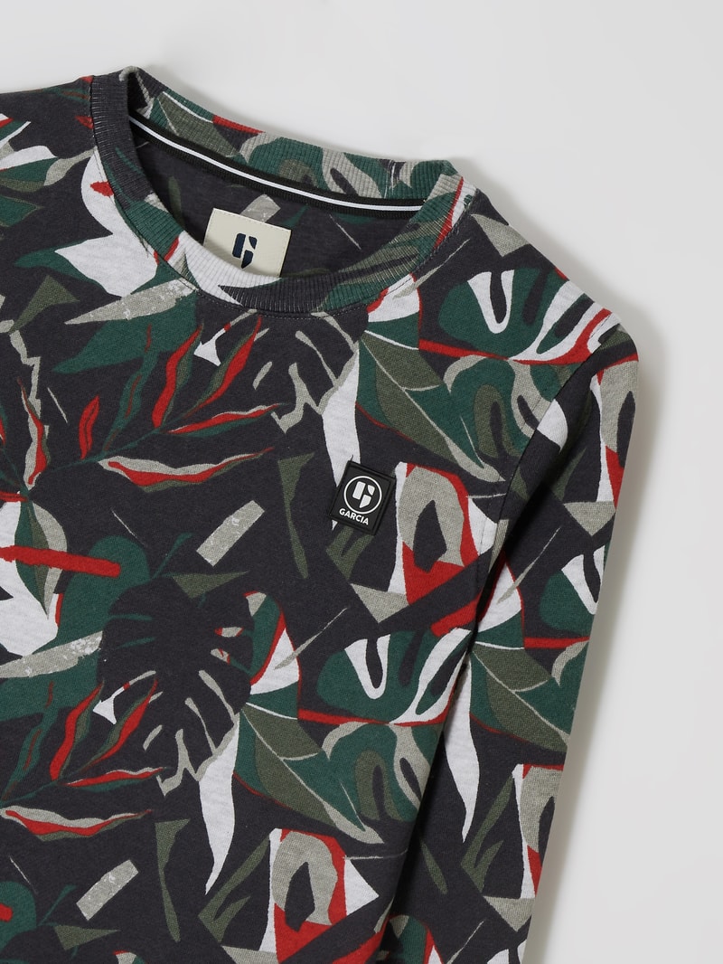 Sweatshirt mit Allover-Muster in dunkelgrau