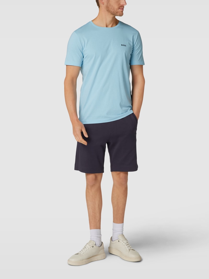 Shorts mit Label-Detail Modell 'Headlo' in marineblau