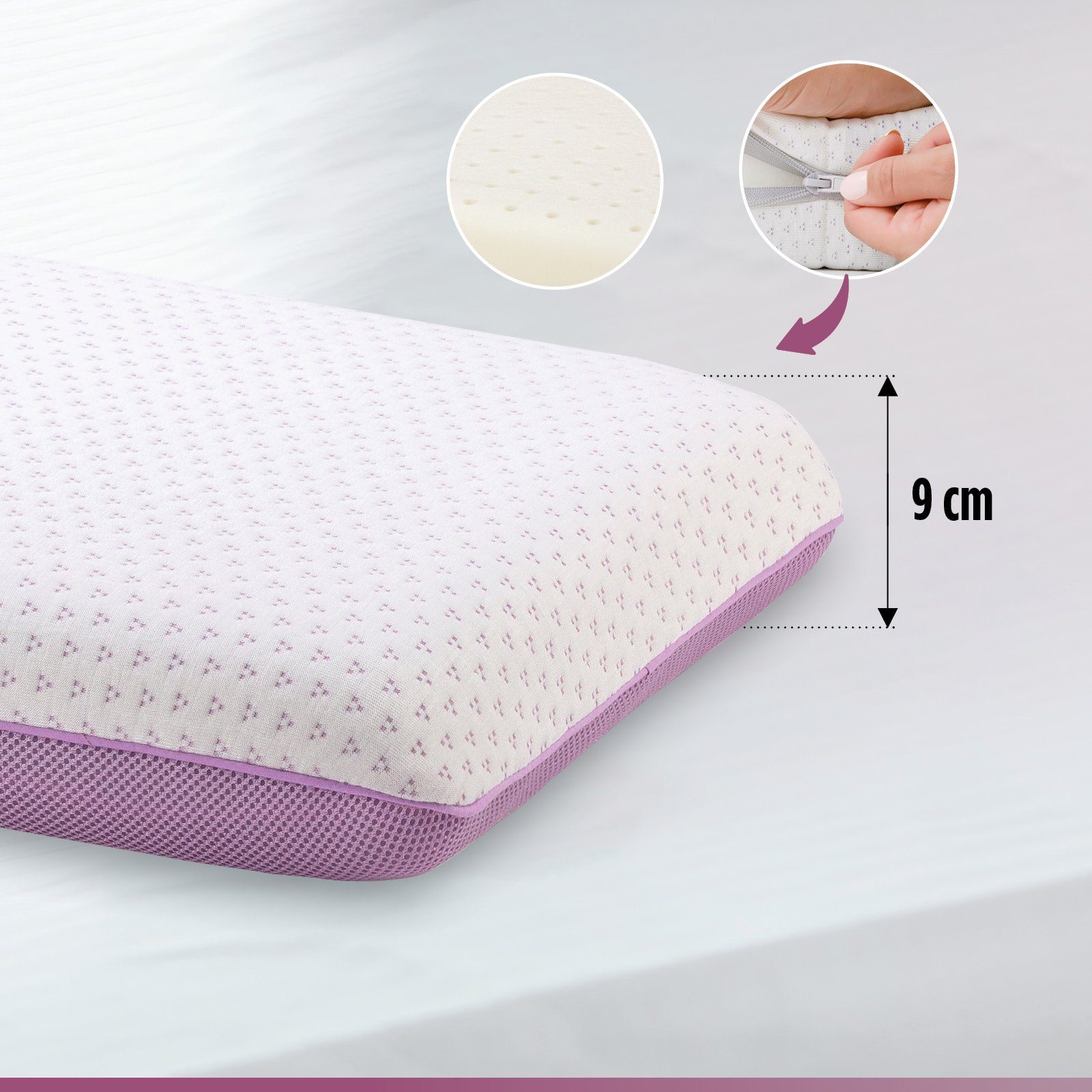 Gänsefederkopfkissen Komfortable Lavendel Memory Classic Kissen – hochwertiger OEKO-TEX, Vitapur